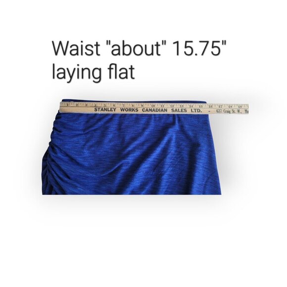 Anthropologie Maeve Blue Heathered Ruched Faux Wrap Skirt L - Picture 5 of 6